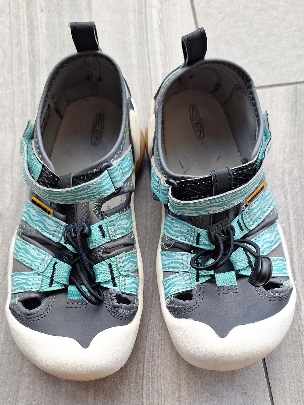 Keen Kids Aqua Sport Sandals in Teal and Gray